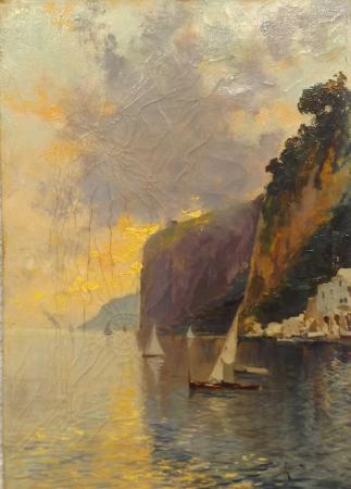 Quadro di Oscar  Ricciardi  Marina napoletana - olio tela 