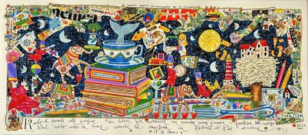 Art work by Francesco Musante Rubo le parole alle pagine dei libri  - lithography paper 