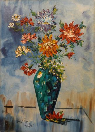 Quadro di  Zimarelli (da Trieste) Fiori  - olio tela 