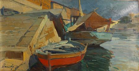 Art work by Piero Marchi I fossi  - oil hardboard 