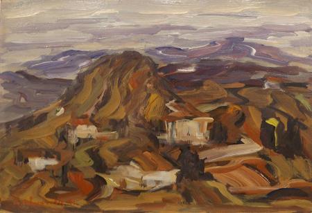 Art work by Giorgio Polykratis Paesaggio a Naxos  - oil hardboard 