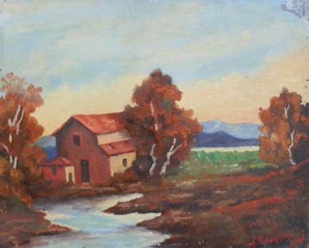 Art work by  Lorenzini  Paesaggio  - oil table 