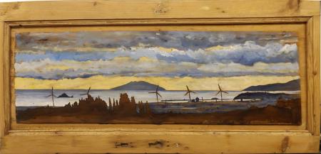 Quadro di Massimo Lomi Da Cerboli all'Elba per Montecristo  - tempera tavola 