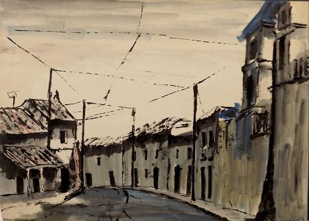 Art work by firma Illeggibile Paesaggio  - oil paper 