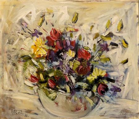 Art work by Germano  Alberti Vaso di fiori  - oil canvas 