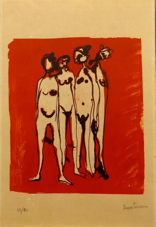 Quadro di Eugenio Pieraccini Figure  - litografia carta 
