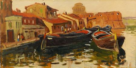 Quadro di Basso Ragni Marina  - olio tavola 