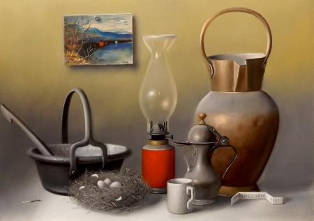 Art work by Proferio  Grossi  Natura Morta  - oil hardboard 