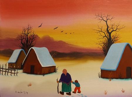 Art work by A. Ocla Paesaggio con neve  - oil canvas 
