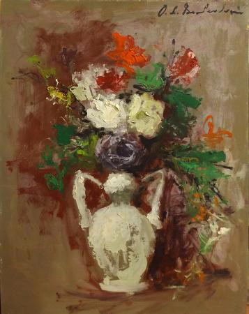 Art work by Osman Lorenzo De Scolari Vaso di Fiori  - oil cardboard 