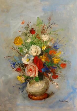 Art work by Paolo Chellini Vaso di Fiori  - oil hardboard 
