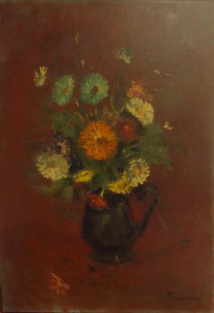 Art work by Paolo Chellini Vaso di fiori  - oil canvas 