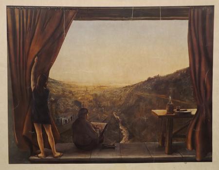 Quadro di  Anonimo Finestra su paesaggio  - stampa carta 