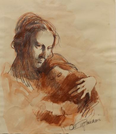 Art work by Osvaldo Curandai Maternità - blood paper 