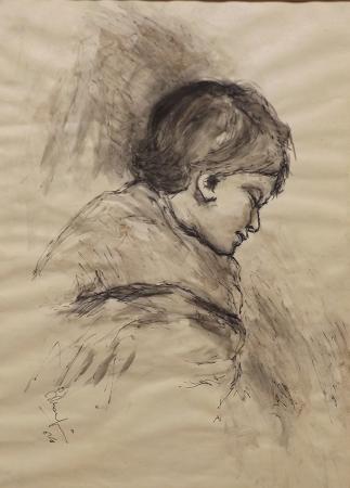 Art work by firma Illeggibile Figura - watercolor paper 