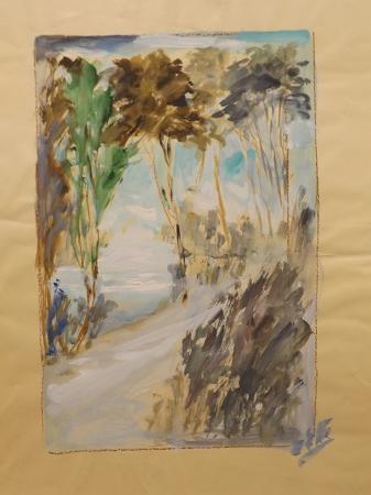 Art work by  Setti Paesaggio  - watercolor Engraved cardboard 