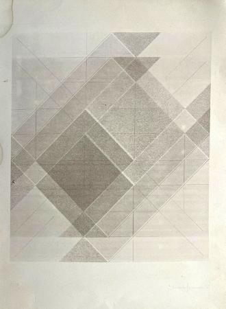 Quadro di firma Illeggibile Composizione  - litografia carta 