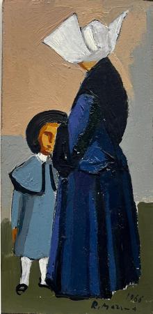 Art work by Rodolfo Marma Monachina e Bimba - oil hardboard 