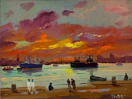 Art work by Ennio Tortoli  Marina - oil table 