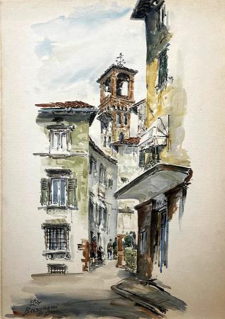 Quadro di Elio Bargagni Lucca - acquerello carta su tavola 