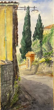 Art work by Elio Bargagni dintorni di Firenze - watercolor cardboard 
