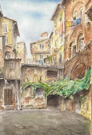 Art work by Elio Bargagni 15455 - watercolor cardboard 