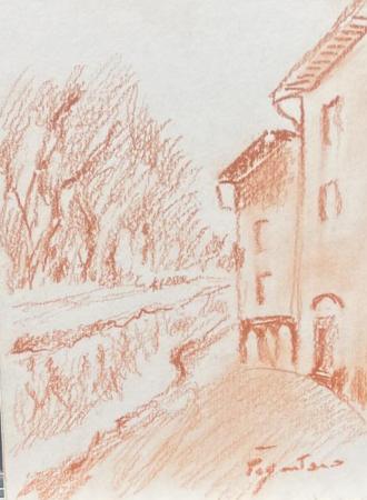 Art work by Luigi Pignataro Paesaggio collinare  - blood cardboard 