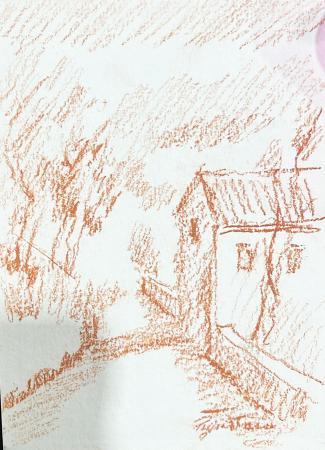 Art work by Luigi Pignataro Strada di campagna - blood cardboard 