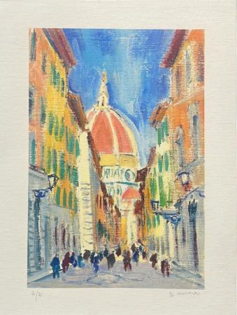 Art work by Rodolfo Marma Via dei Servi  - lithography canvas 