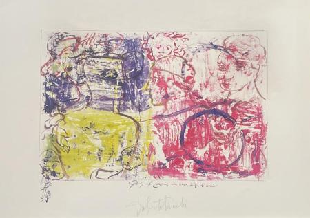 Art work by Roberto Panichi Personificazione in una testa di coccio  - lithography paper 