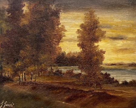 Art work by Guido Guidi Paesaggio  - oil table 