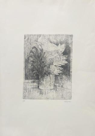 Art work by Giancarlo  Tognoni  Vaso di fiori  - etching paper 