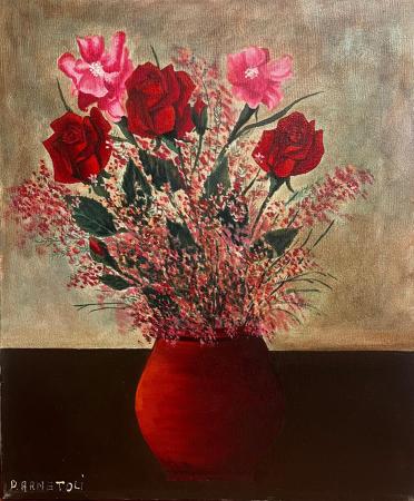 Quadro di P.  Arnetoli  Vaso di Fiori  - olio tela 