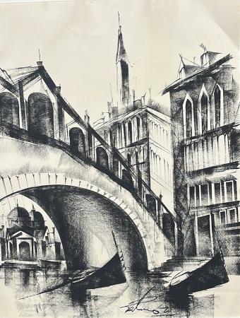 Art work by  Anonimo Venezia  - charcoal paper 