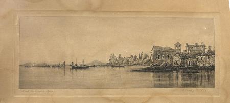 Art work by John Henry Bradley Behind the Giudecca Venice  - print paper 