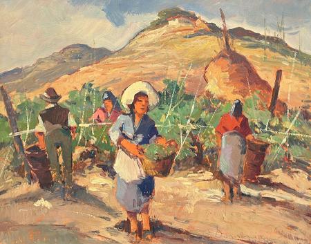 Art work by Carlo Domenici VENDEMMIA - oil table 