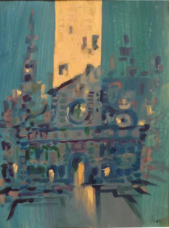 Art work by  Viti  Cattedrale azzurra  - oil paper 