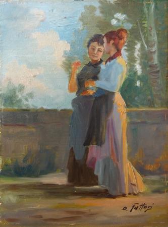Art work by Dario  Fattori  Donne a passeggio  - oil table 