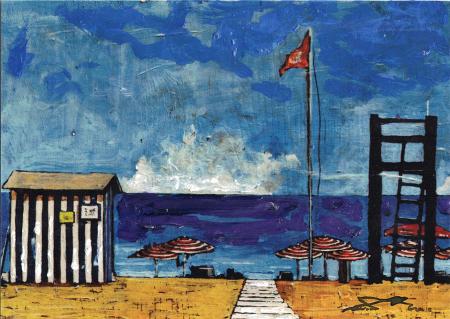 Quadro di Massimo Lomi Il Bagno al mare - matita compensato 