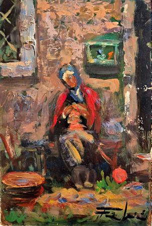 Art work by Idilio Falciani Solitudine - oil hardboard 