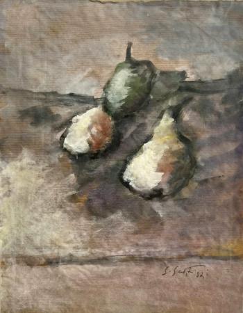 Art work by Sergio Scatizzi Composizione con pere - oil rough paper 