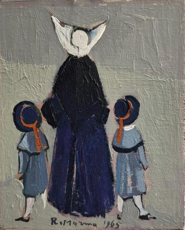 Art work by Rodolfo Marma Monachina e Bimbe - oil hardboard 
