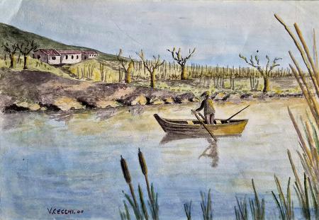 Quadro di Walter Cecchi Paesaggio - mista carta ruvida 