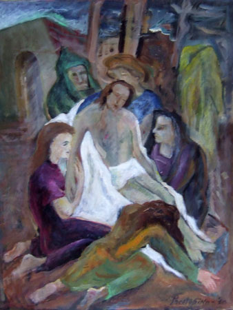 Quadro di Edmondo Prestopino Pietà - olio tela 