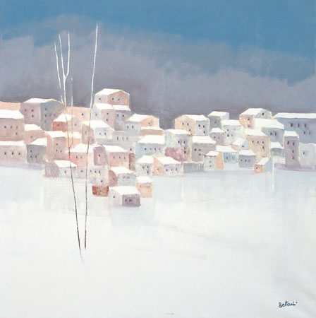 Quadro di Lido Bettarini Paesaggio sotto neve - olio tela 