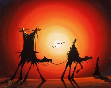 Art work by  Ammar Nel deserto - mixed canvas 