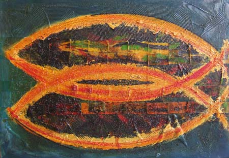 Quadro di Livio Cogoli Il buco della balena - olio tela 