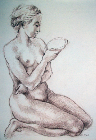 Quadro di Felice Carena Nudo - Pittori contemporanei galleria Firenze Art