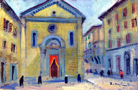 Quadro di Rodolfo Marma Piazza S.Felicita  (Firenze) - olio tavola 
