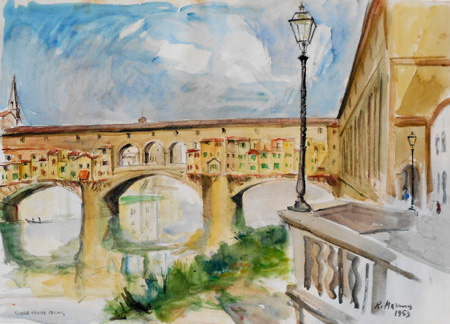Art work by Rodolfo Marma Ponte Vecchio (Firenze) - watercolor paper 